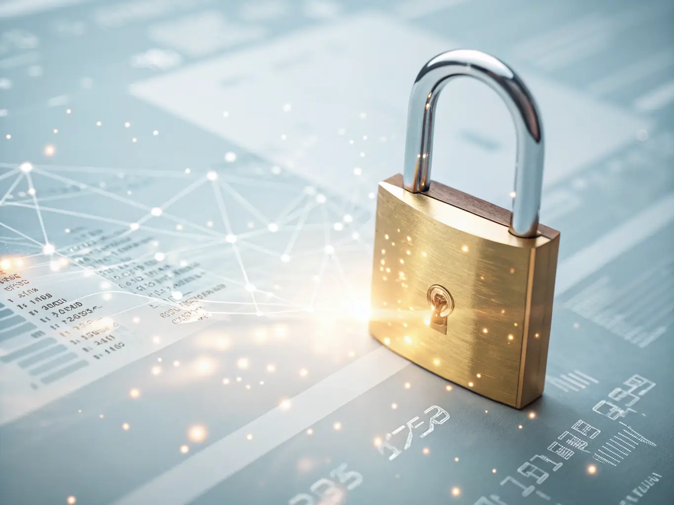 A symbolic image representing data security and privacy, with a lock and key motif, emphasizing the secure environment provided by ChastityTracker for sensitive information.